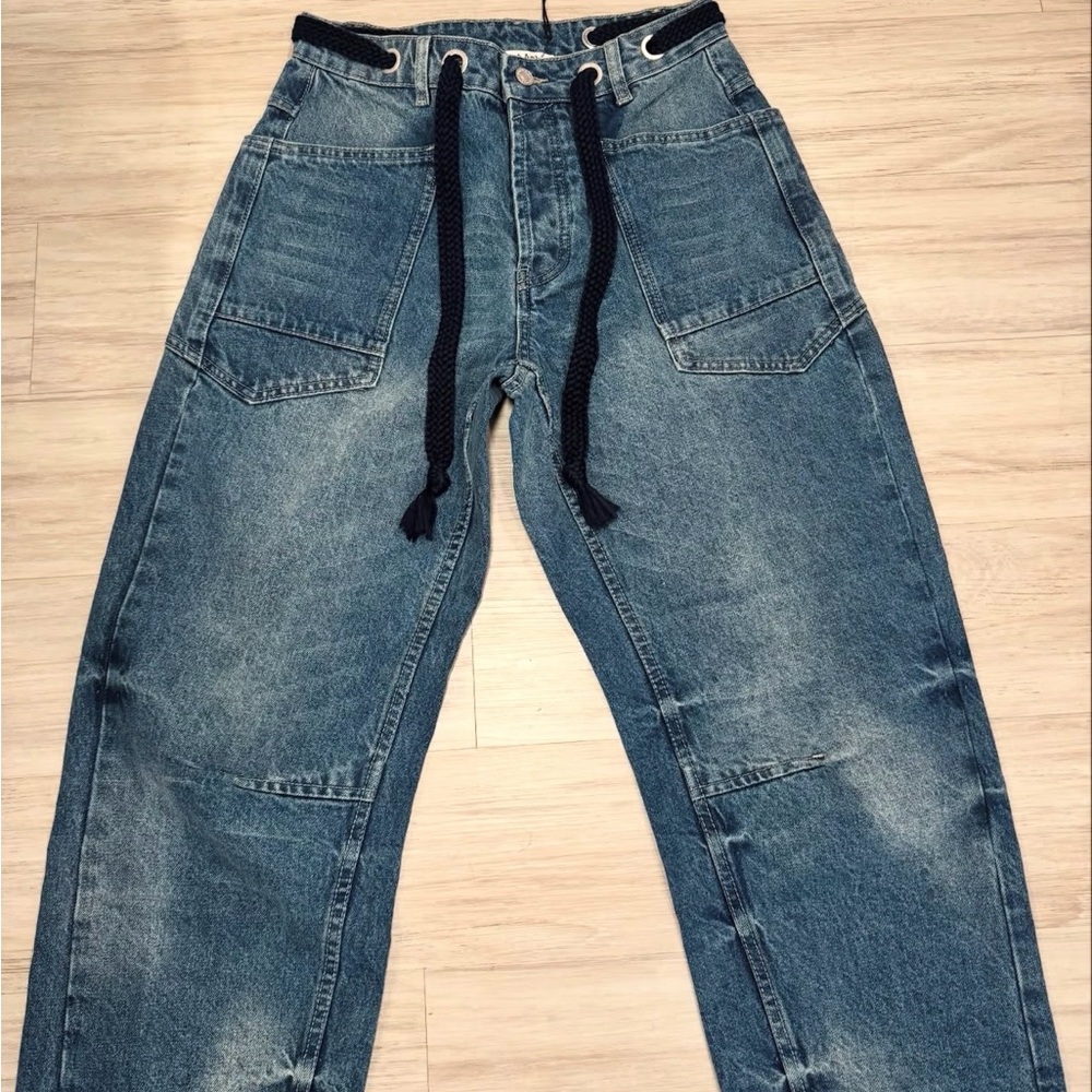 Men's Blue Jeans with Black Drawstring